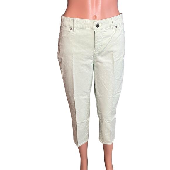 Talbots Signature Crop Light Green Denim Jeans 10P Coastal Cowgirl Western - Picture 1 of 6